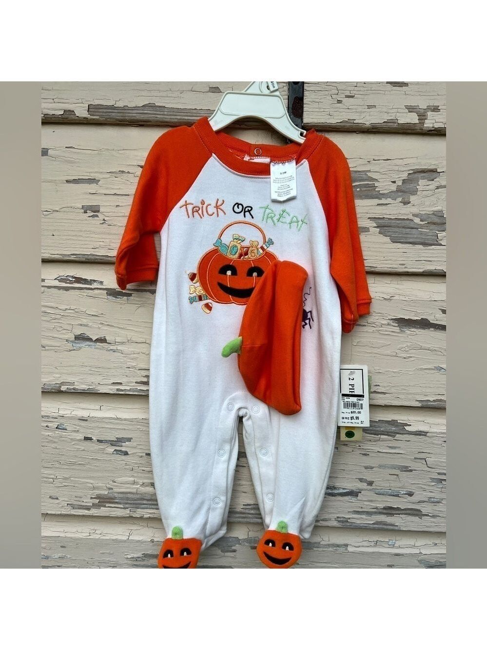 Mayfair Infant Embroidered Appliqué Halloween Trick Or Treat Romper Onesie 0-3